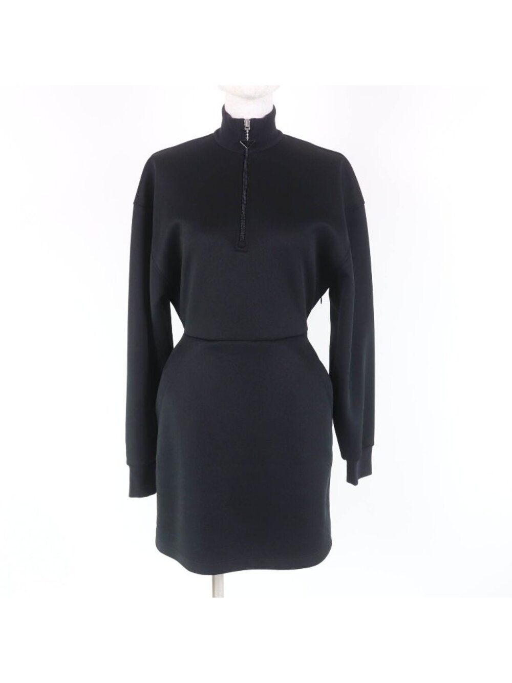Prada Jersey Dress Black with Triangle Charm 36